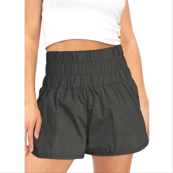 NWT Trendy Black Yoga Workout Shorts Summer Solid High Waist Elastic Casual Lin… - Picture 2 of 3
